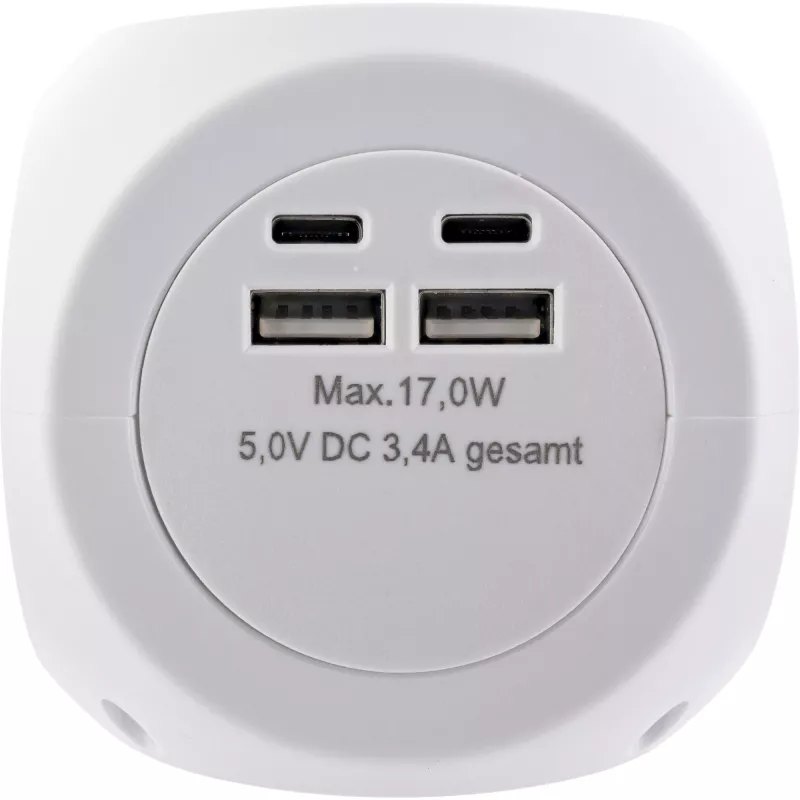 InLine Charging Cube InLine 16499A 3x schuko 2x USB-C 2x USB-A blanco 2 m