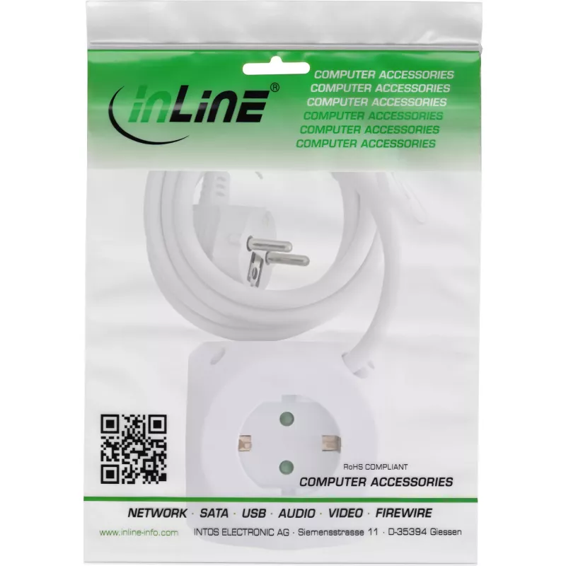 InLine Charging Cube InLine 16499A 3x schuko 2x USB-C 2x USB-A blanco 2 m