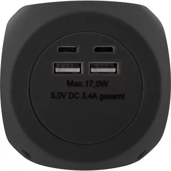 InLine Charging Cube InLine 16499B 3x schuko 2x USB-C 2x USB-A negro 2 m