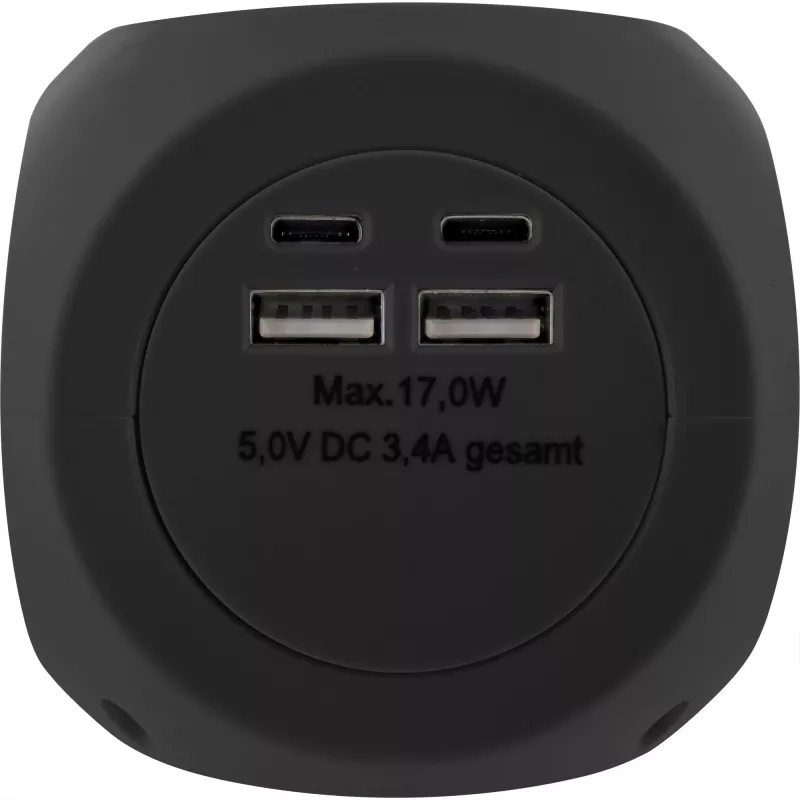 InLine Charging Cube InLine 16499B 3x schuko 2x USB-C 2x USB-A negro 2 m