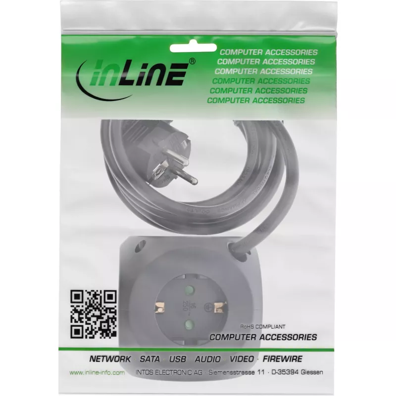 InLine Charging Cube InLine 16499B 3x schuko 2x USB-C 2x USB-A negro 2 m