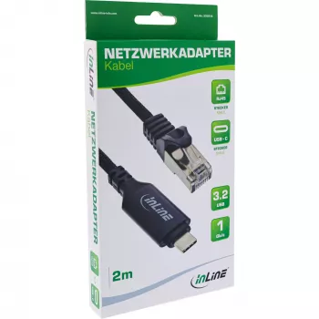 Cable de red InLine 33381A USB-C a RJ45 Cat6 2 m negro
