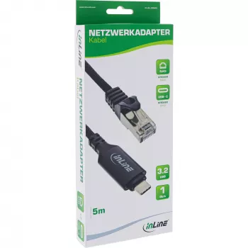 Cable de red InLine 33381B USB-C a RJ45 Gigabit 5 m negro