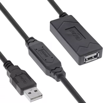 InLine USB 2.0 Alargador activo USB-A conector macho/hembra 20 m 0,48 Gbit/s