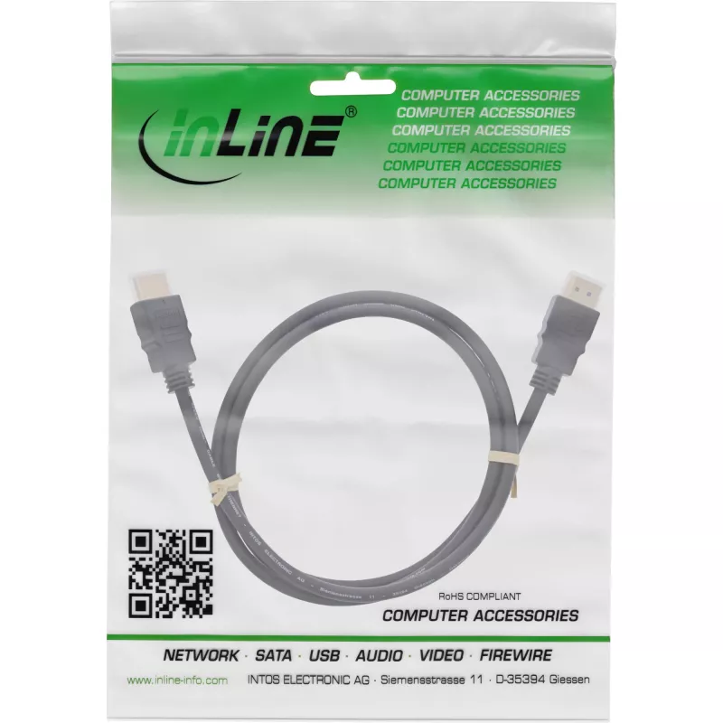 InLine Cable HDMI, HDMI High Speed con Ethernet, macho/macho, negro, 1,5 m (17511)