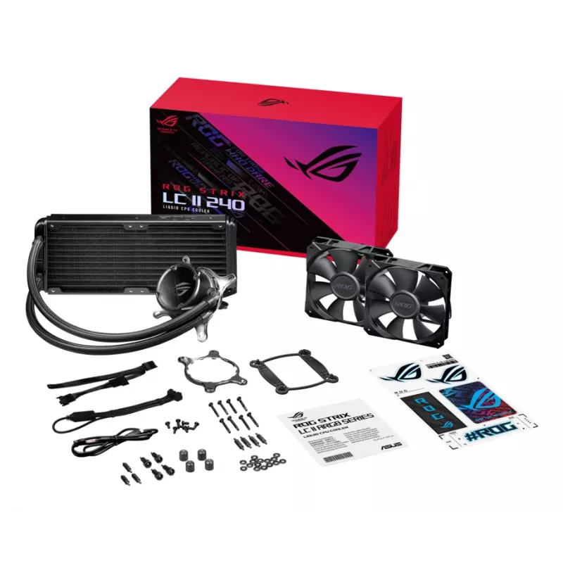 Refrigeración líquida todo en uno para CPU ASUS ROG Strix LC II 240 — ventilador de 120 mm, flujo de aire 137,5 m³/h, negro
