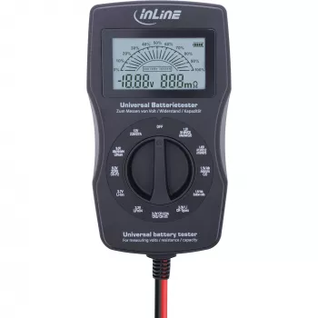 InLine comprobador de baterías multifunción, medidor con pantalla LCD