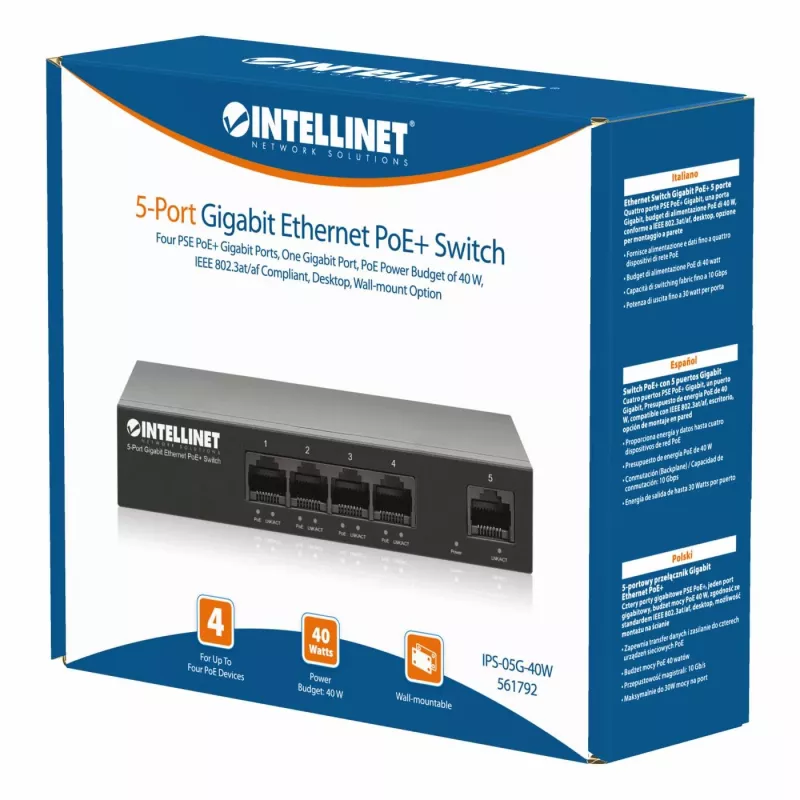 Intellinet 561792 switch de red Gigabit Ethernet (10/100/1000) Power over Ethernet (PoE) negro