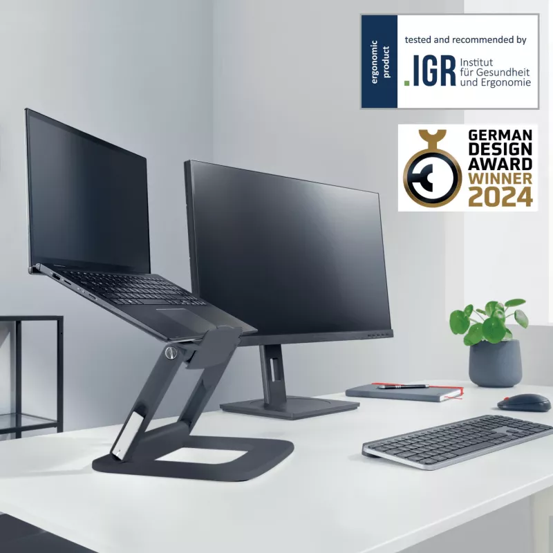 Leitz Ergo soporte de portátil ajustable multiángulo, 80 % plástico reciclado