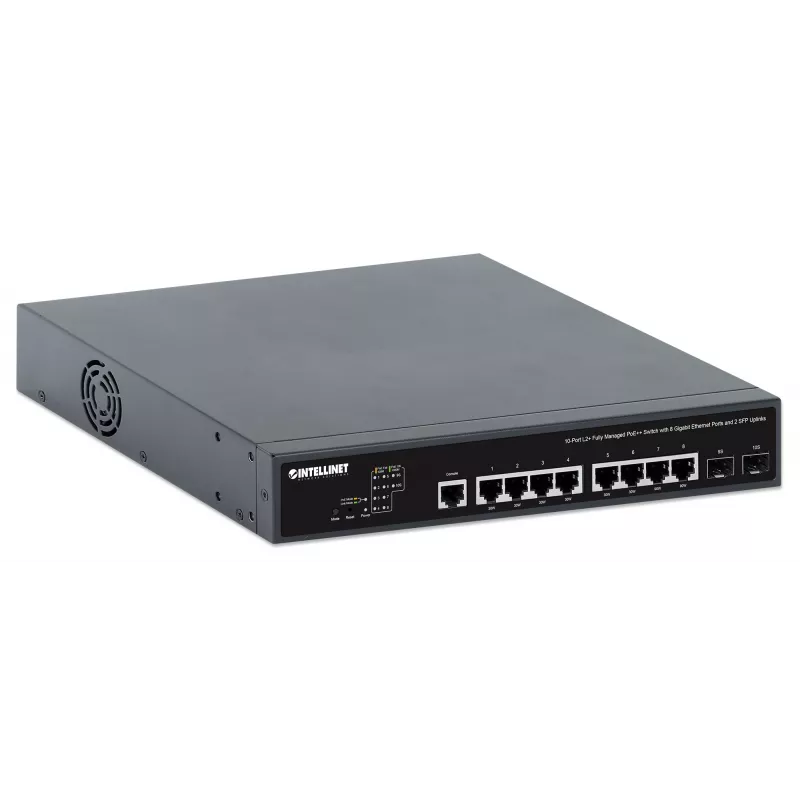Switch Intellinet 10 puertos L2+ Fully Managed PoE++ con 8 puertos Gigabit Ethernet y 2 uplinks SFP