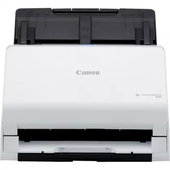 Escáner de documentos de sobremesa sin controlador Canon imageFORMULA R30, 216 x 356 mm, 600 x 600 DPI, ADF + alimentador de hojas sueltas, blanco, CIS, RGB LED