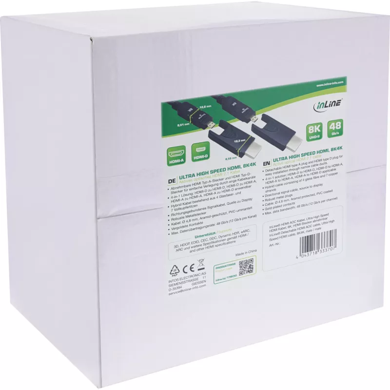 Cable HDMI AOC InLine, Ultra High Speed HDMI, 8K4K, conector desmontable, 80m