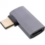 Adaptador USB4 InLine, conector macho/hembra USB-C en ángulo derecha/izquierda, aluminio, gris