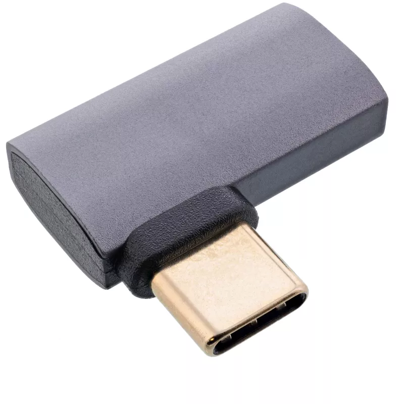Adaptador USB4 InLine, conector macho/hembra USB-C en ángulo derecha/izquierda, aluminio, gris
