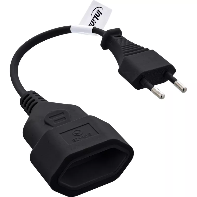 Cable de alimentación InLine 16680S negro 0,2 m CEE7/16