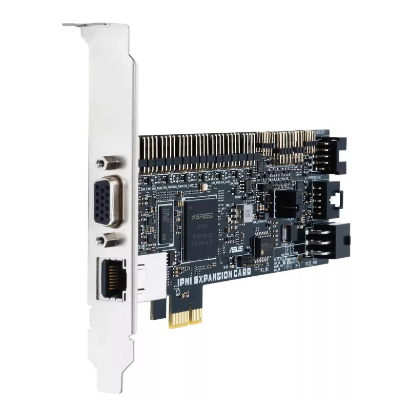 Tarjeta de expansión ASUS IPMI EXPANSION CARD‑SI PCIe con RJ‑45 y VGA, negra/plateada