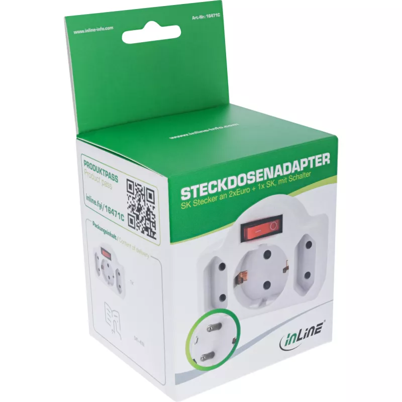 Adaptador de enchufe tipo F InLine 16471C 2x tipo C + tipo F blanco
