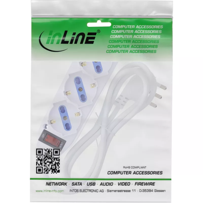 Alargador de corriente InLine 16431Z 1,5 m 3 tomas AC uso interior blanco