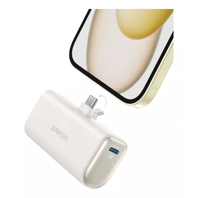 Batería externa Anker A1653021, 5 mAh, Power Delivery, 2× USB-C, 18 W, 3 A, beige