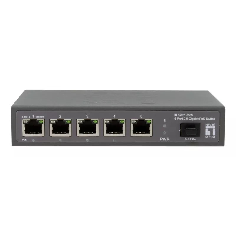 Switch de red LevelOne GEP-0625 No gestionado 2.5G Ethernet (100/1000/2500) Power over Ethernet (PoE) Negro