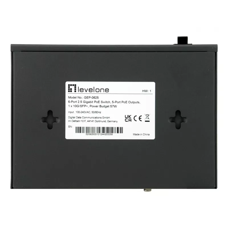 Switch de red LevelOne GEP-0625 No gestionado 2.5G Ethernet (100/1000/2500) Power over Ethernet (PoE) Negro