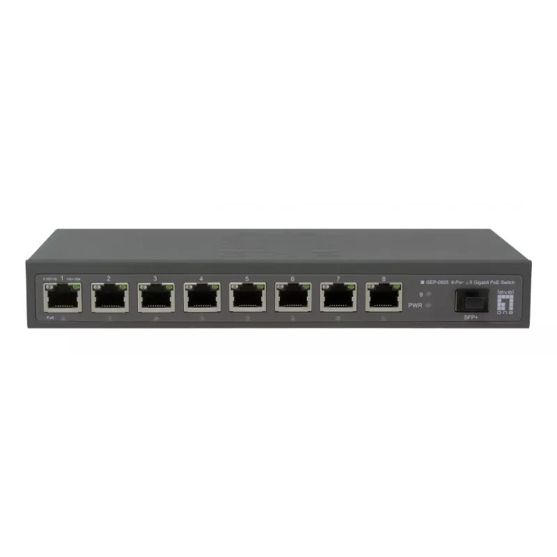 Switch de red LevelOne GEP-0925 No gestionado 2.5G Ethernet (100/1000/2500) Power over Ethernet (PoE) Negro