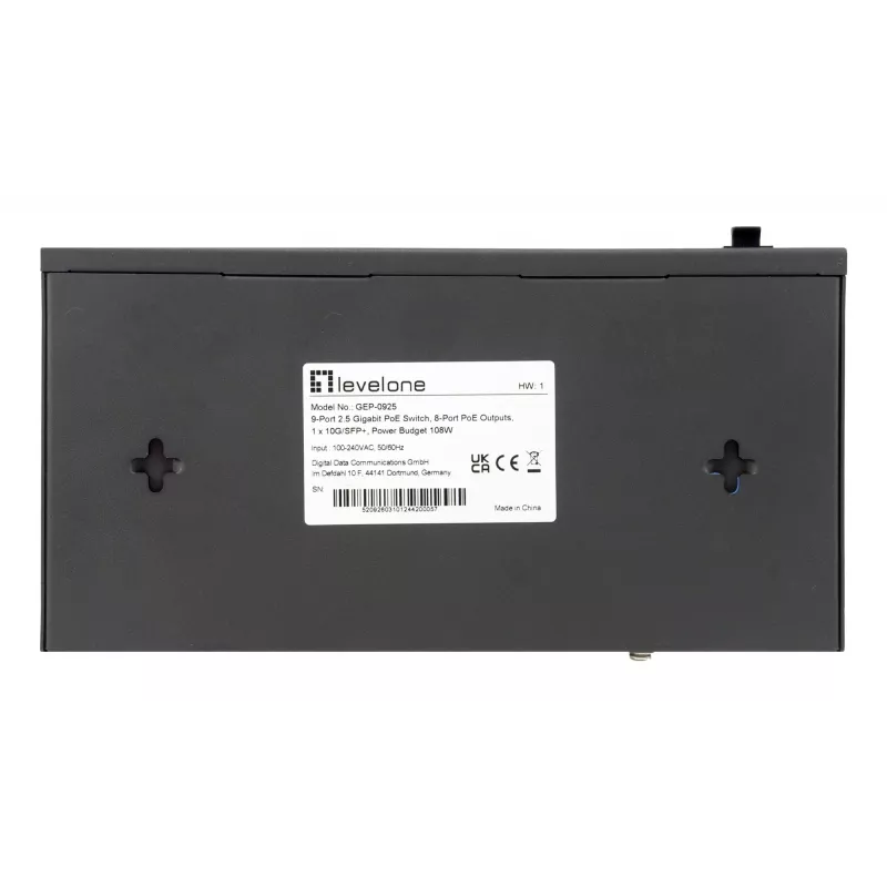 Switch de red LevelOne GEP-0925 No gestionado 2.5G Ethernet (100/1000/2500) Power over Ethernet (PoE) Negro