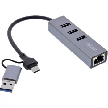 Hub de interfaces InLine 33380S USB 3.2 Gen 1 (3.1 Gen 1) Type-A + Type-C 5000 Mbit/s gris