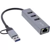 Hub de interfaces InLine 33380S USB 3.2 Gen 1 (3.1 Gen 1) Type-A + Type-C 5000 Mbit/s gris