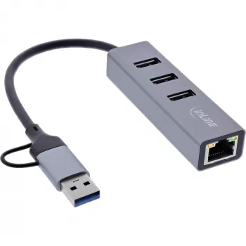 Hub de interfaces InLine 33380S USB 3.2 Gen 1 (3.1 Gen 1) Type-A + Type-C 5000 Mbit/s gris