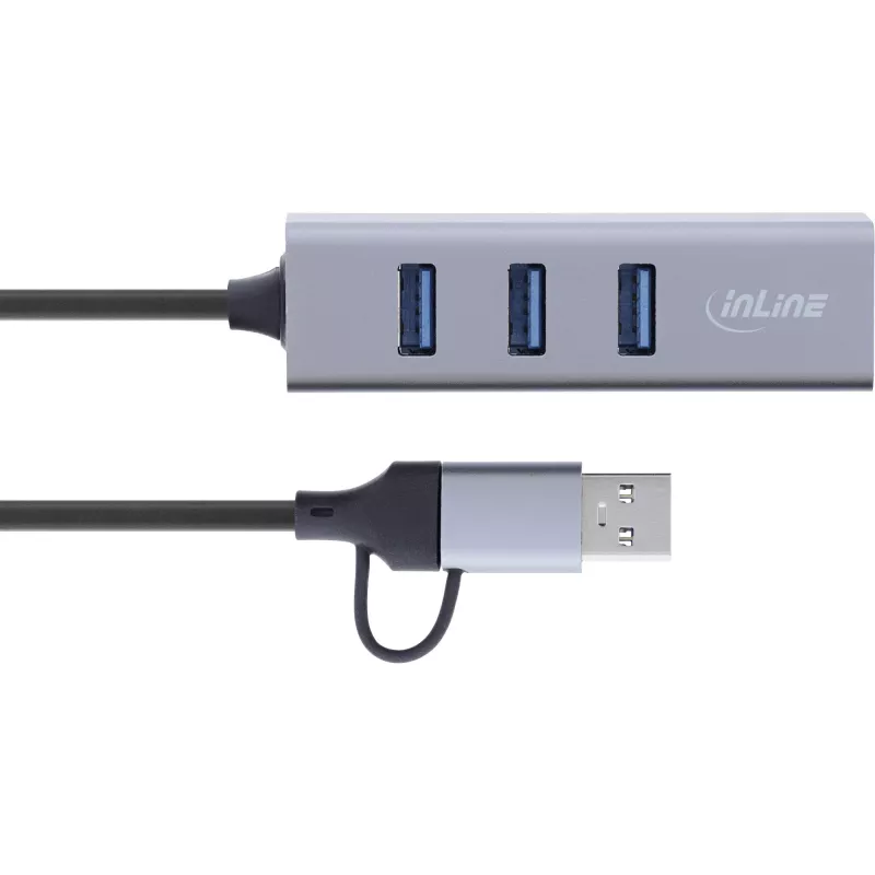 Hub de interfaces InLine 33380S USB 3.2 Gen 1 (3.1 Gen 1) Type-A + Type-C 5000 Mbit/s gris