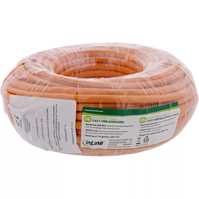 Cable de red InLine 70225I naranja 25 m Cat7 S/FTP (S-STP)