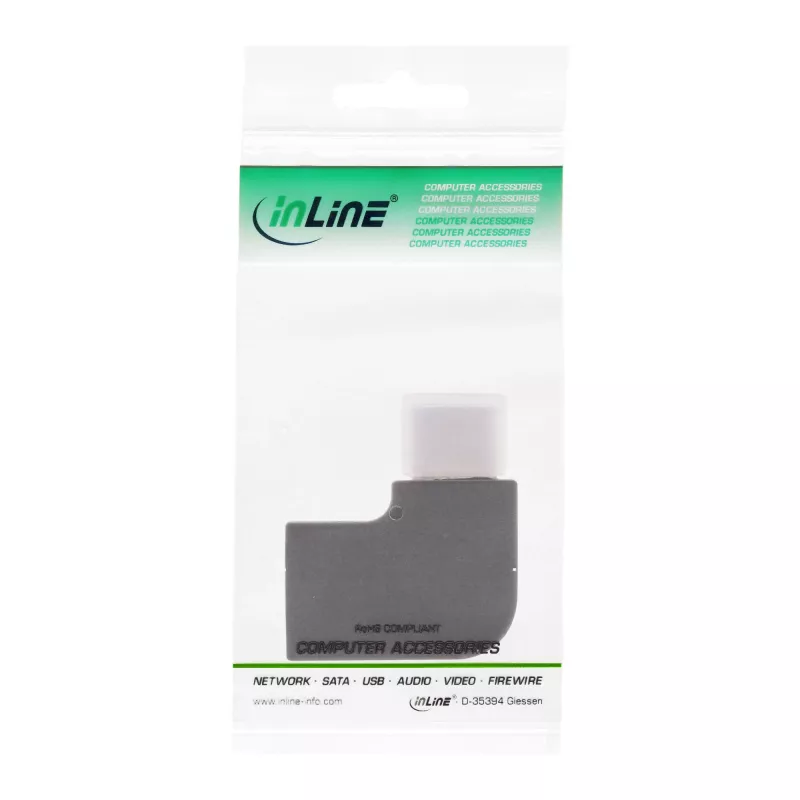 Adaptador InLine USB 3.2 Gen.2, conector macho USB-C / conector hembra USB-C, en ángulo