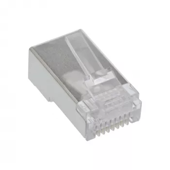 Conectores macho blindados InLine 8P8C RJ45 para cable redondo, pack de 100 uds.