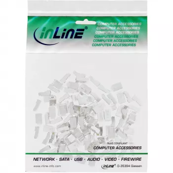 Conectores macho blindados InLine 8P8C RJ45 para cable redondo, pack de 100 uds.