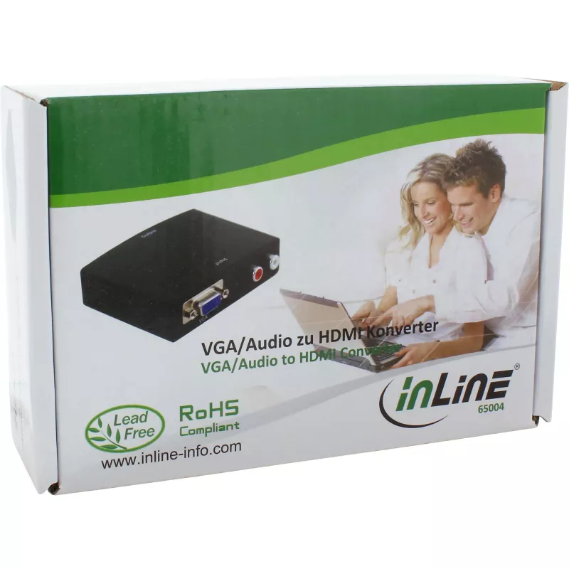 Convertidor InLine VGA + audio a HDMI entrada VGA y audio RCA salida HDMI