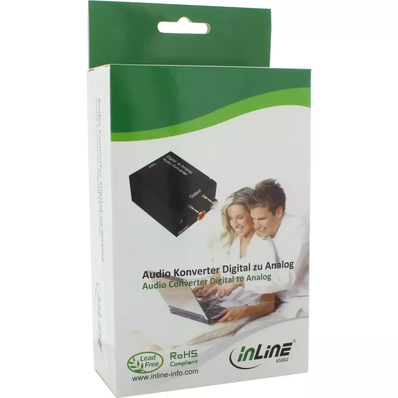 Convertidor de audio InLine digital a analógico entrada Toslink o RCA salida 2x RCA estéreo