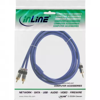 Cable de audio InLine Premium 2x conector macho RCA / conector macho 3,5 mm dorado 1 m