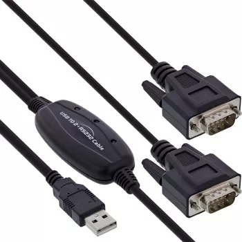 Cable adaptador InLine USB 2.0 a 2x serie USB Type-A a 2x conector macho Sub-D de 9 pines 1,5 m