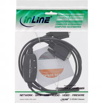 Cable adaptador InLine USB 2.0 a 2x serie USB Type-A a 2x conector macho Sub-D de 9 pines 1,5 m