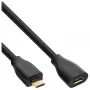 Cable de extensión InLine Micro-USB 2.0, Micro-B M/H, negro/dorado, 3 m