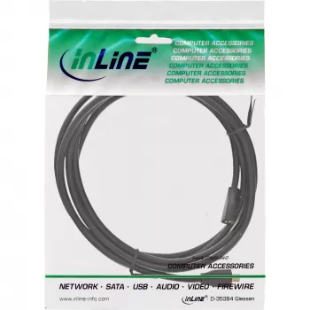 Cable de extensión InLine Micro-USB 2.0, Micro-B M/H, negro/dorado, 3 m