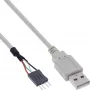 Cable adaptador USB 2.0 InLine conector hembra Type-A / conector macho de pines, 0,40 m