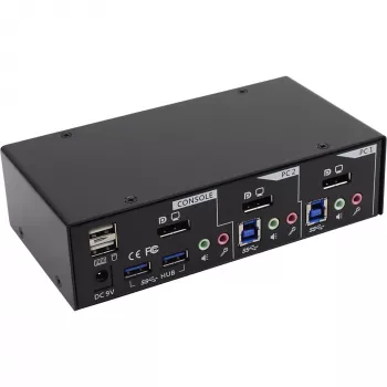 Switch KVM de sobremesa InLine 2 puertos DisplayPort USB 3.0 hub con audio