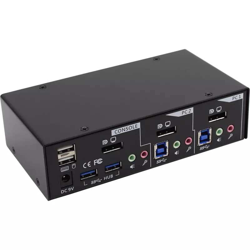 Switch KVM de sobremesa InLine 2 puertos DisplayPort USB 3.0 hub con audio