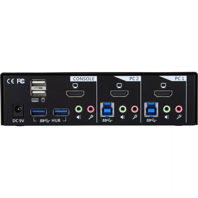 Switch KVM de sobremesa InLine, 2 puertos, HDMI, USB 3.0 hub, con audio