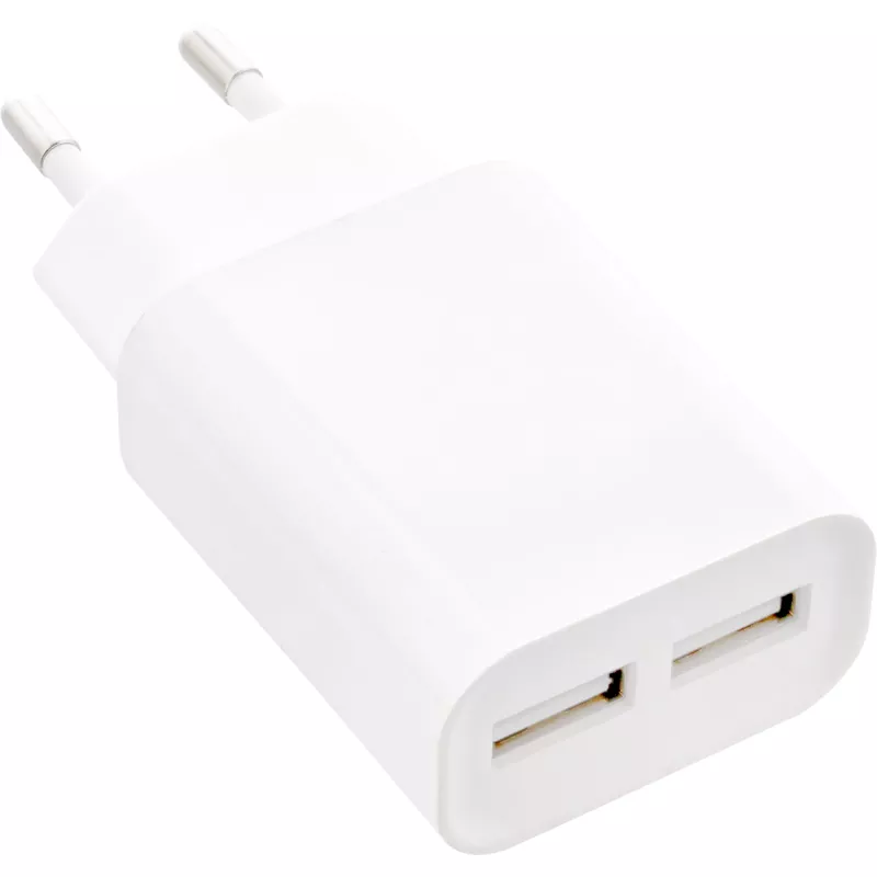 Fuente de alimentación USB InLine DUO, 2 puertos 100-240VAC a 5V / 2.1A blanca
