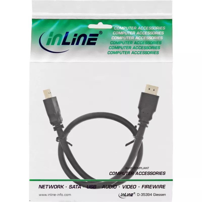 InLine Cable HDMI, cable HDMI High Speed, M/M, negro, contactos dorados, 10 m