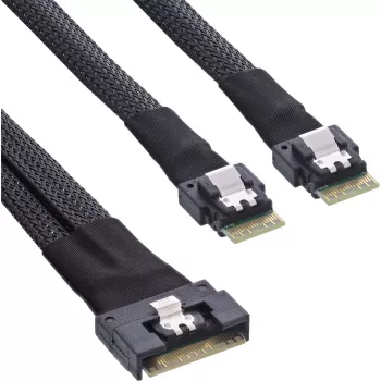 InLine cable SAS fino, SFF-8654 8i a 2x SFF-8654 4i, 0,5m