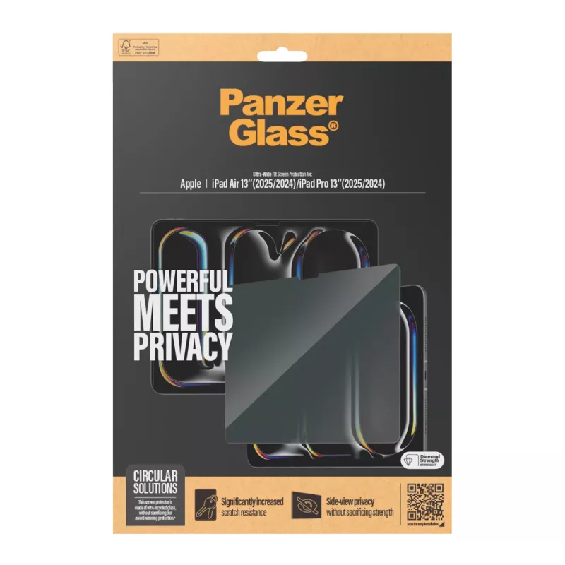PanzerGlass® Protector de pantalla de privacidad iPad Air 13'' (2024-2025) | iPad Pro 13'' (2024-2025) | Ultra-Wide Fit